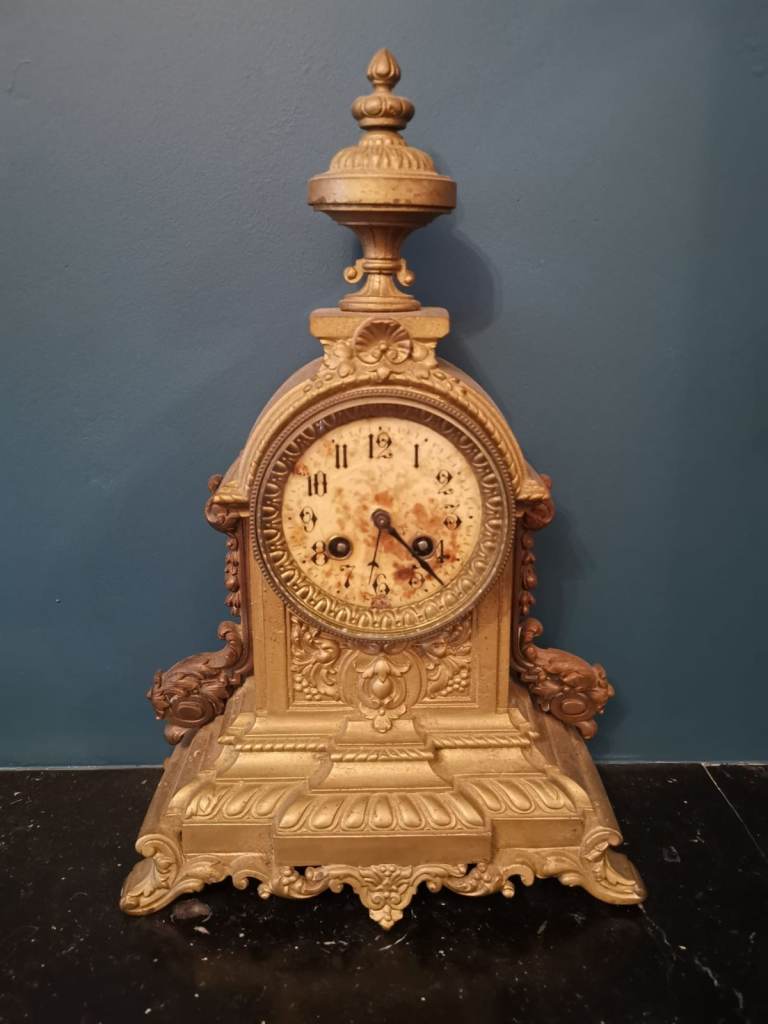 🕰️ Antique French Belle Époque / Napoléon III Gilt Mantel Clock
