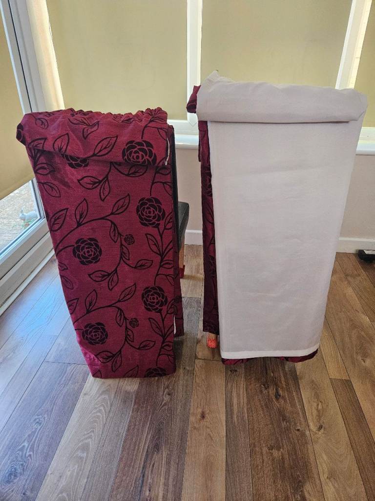 Pair of crimson burgundy claret wine rich red pleat curtains 73 x 70 inches