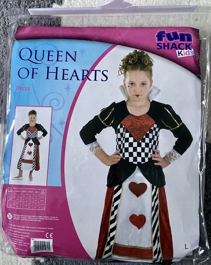 World Book Day Queen Of Hearts Fancy Dress Alice Wonderland Sz 8-10 y.