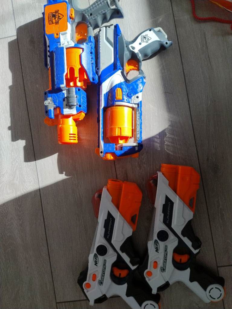 NERF GUNS x 2 and Laser NERF GUNS x2