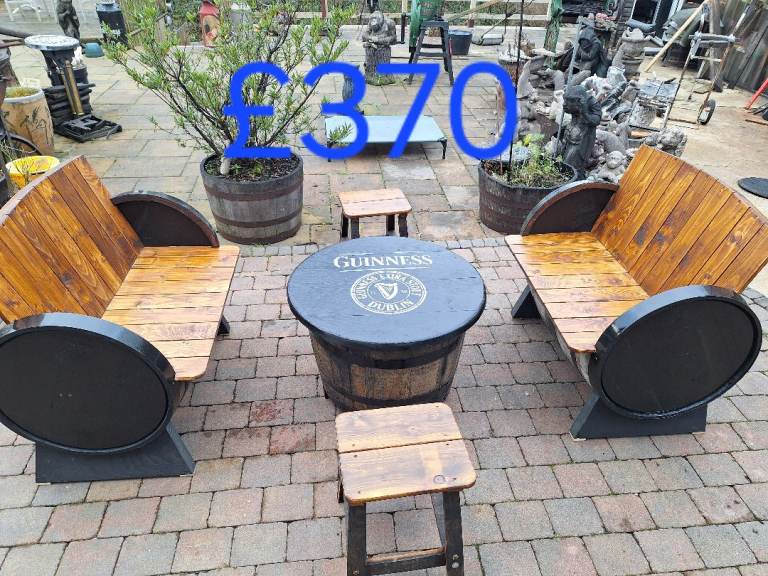Oak barrel garden patio bar mancave furniture 