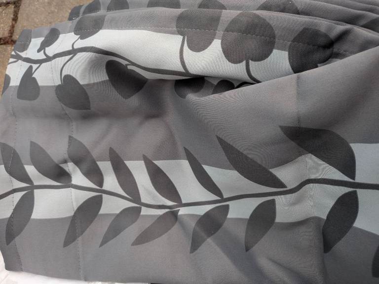 IKEA Grey Curtains with Leaf Pattern – Good Condition