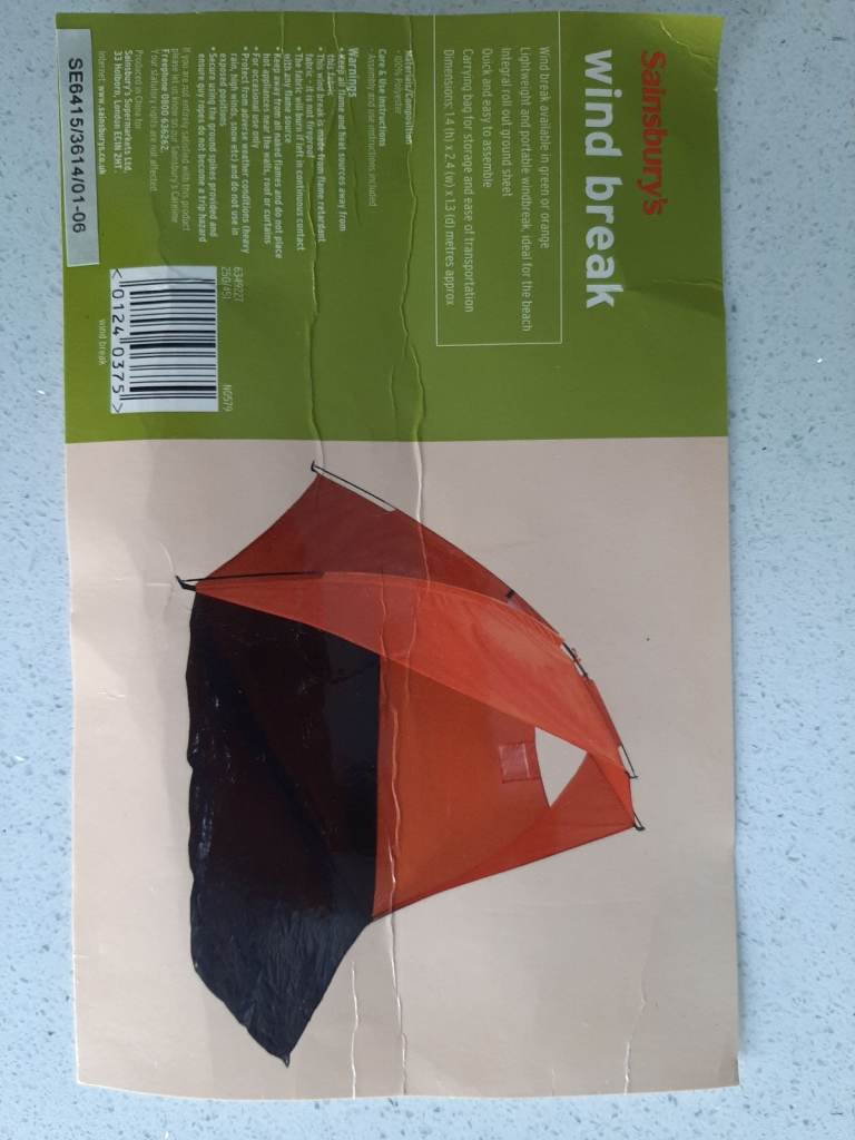 SAINBURYS ORANGE AND BLACK WIND BREAK.. NEVER USED