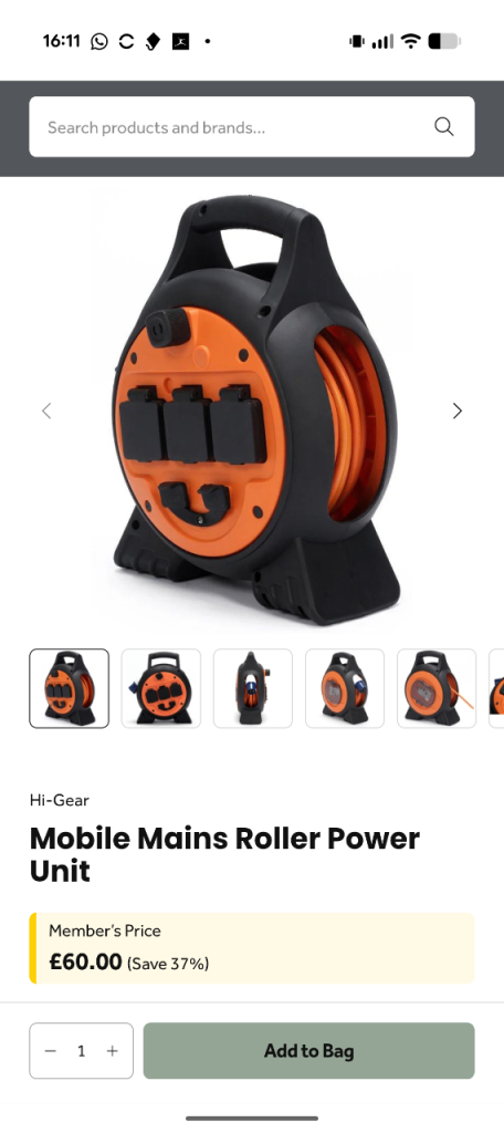 Higear 3way/usb -mobile mains reel