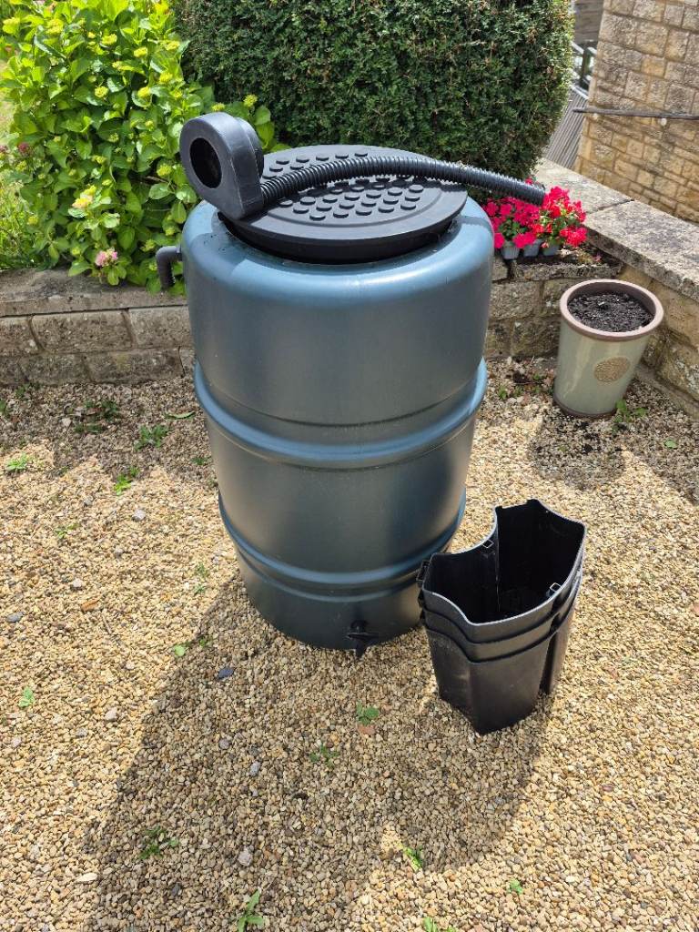 Harcostar 227L Green Garden Water Butt Rain Barrel Kit With Stand, Tap & Diverter