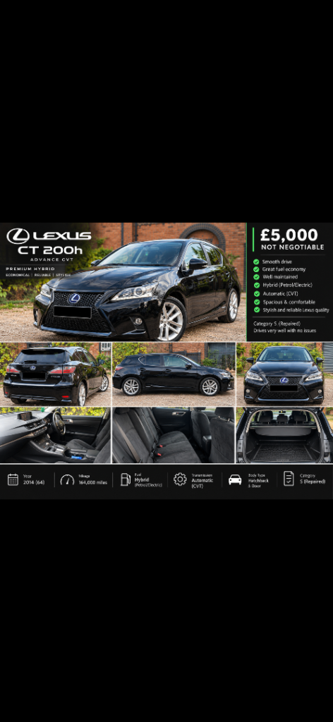 Lexus, CT, Hatchback, 2014, Other, 1798 (cc), 5 doors