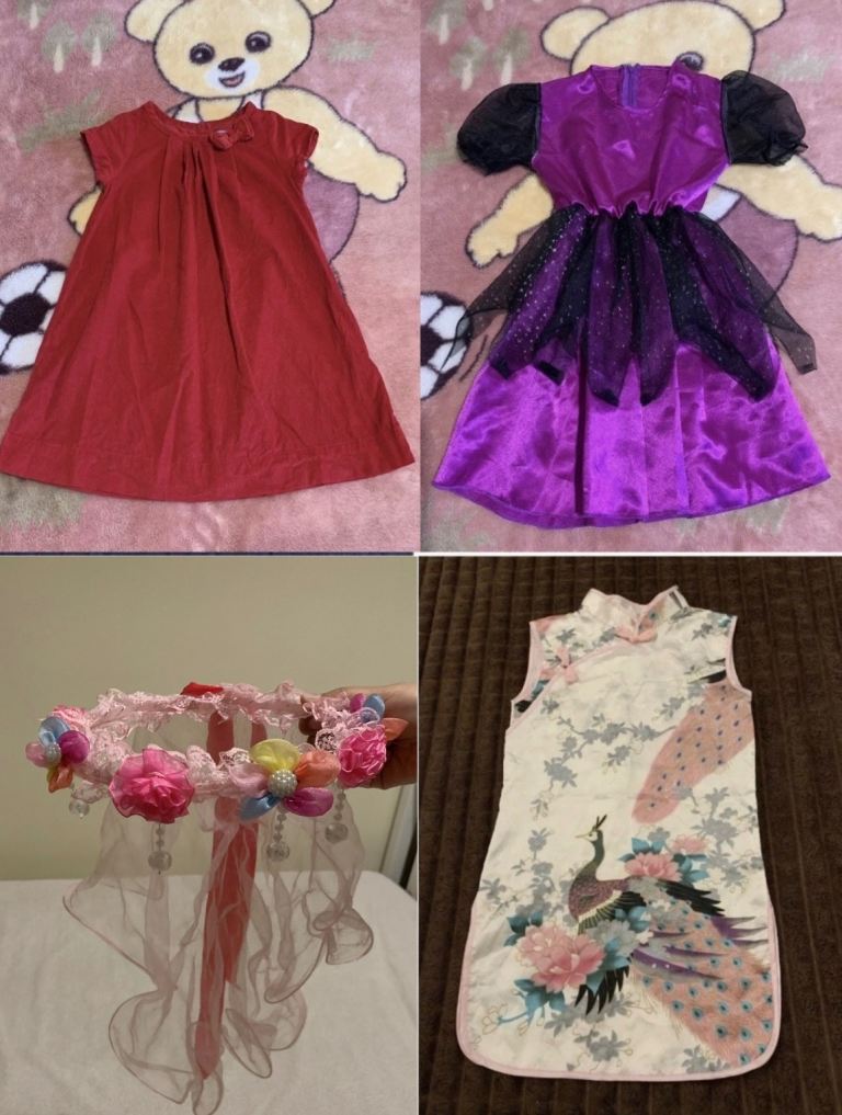 Girls short sleeve dresses clothing bundle ,size: 3-4years