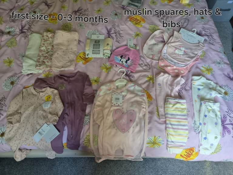 Huge Bundle of Baby Clothes and Accessories – 0-3 Months, New