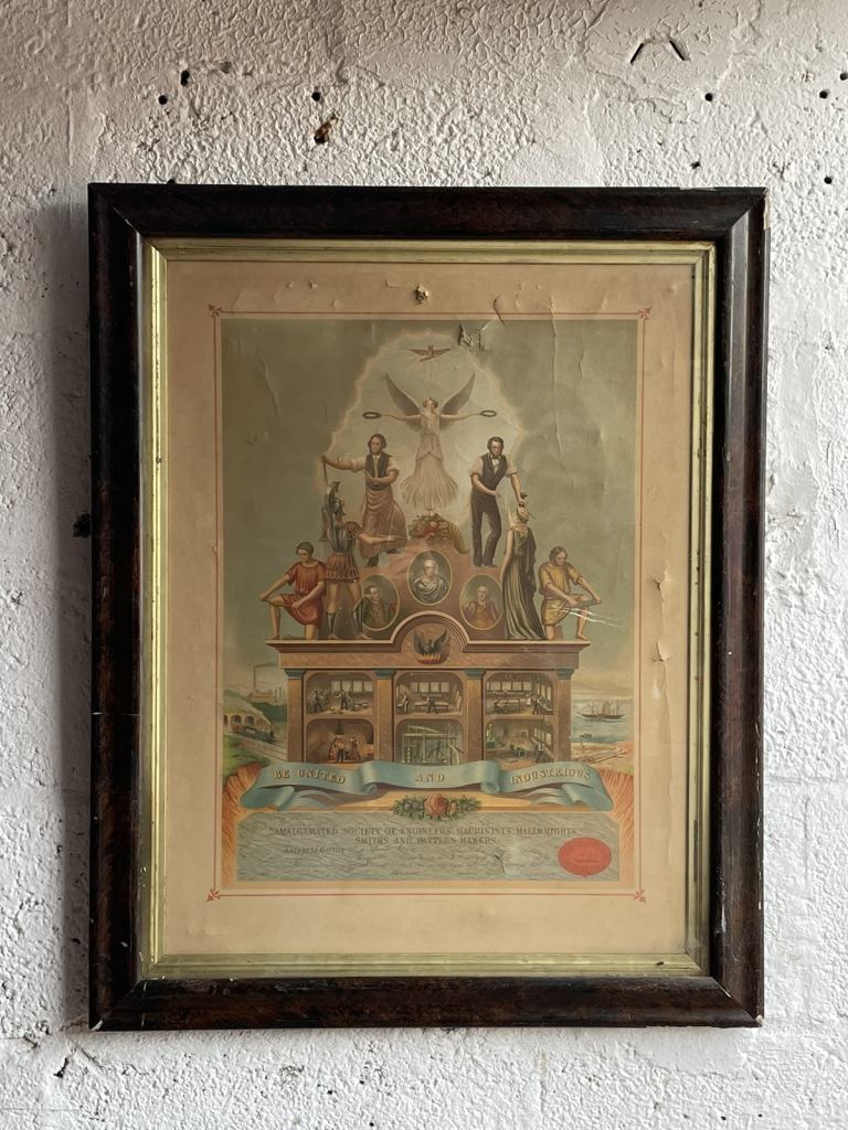 ANTIQUE VICTORIAN FRAMED INDUSTRIAL CERTIFICATE 