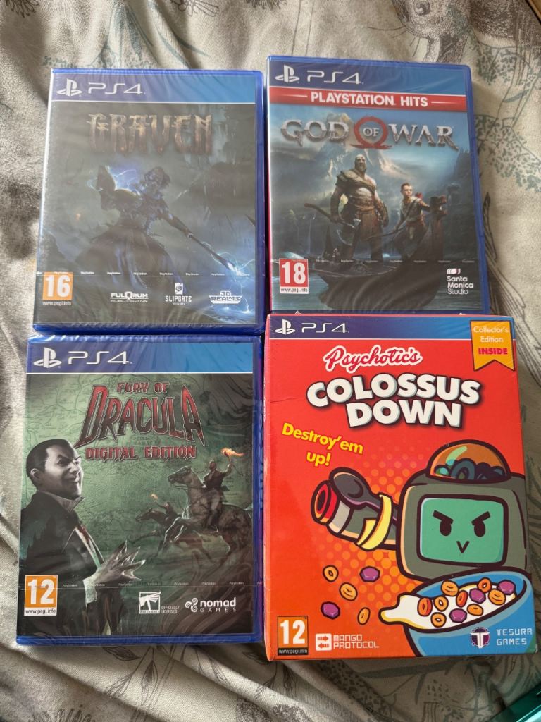 PS4 Game Bundle - God of War, Graven, Dracula, Colossus Down - NEW