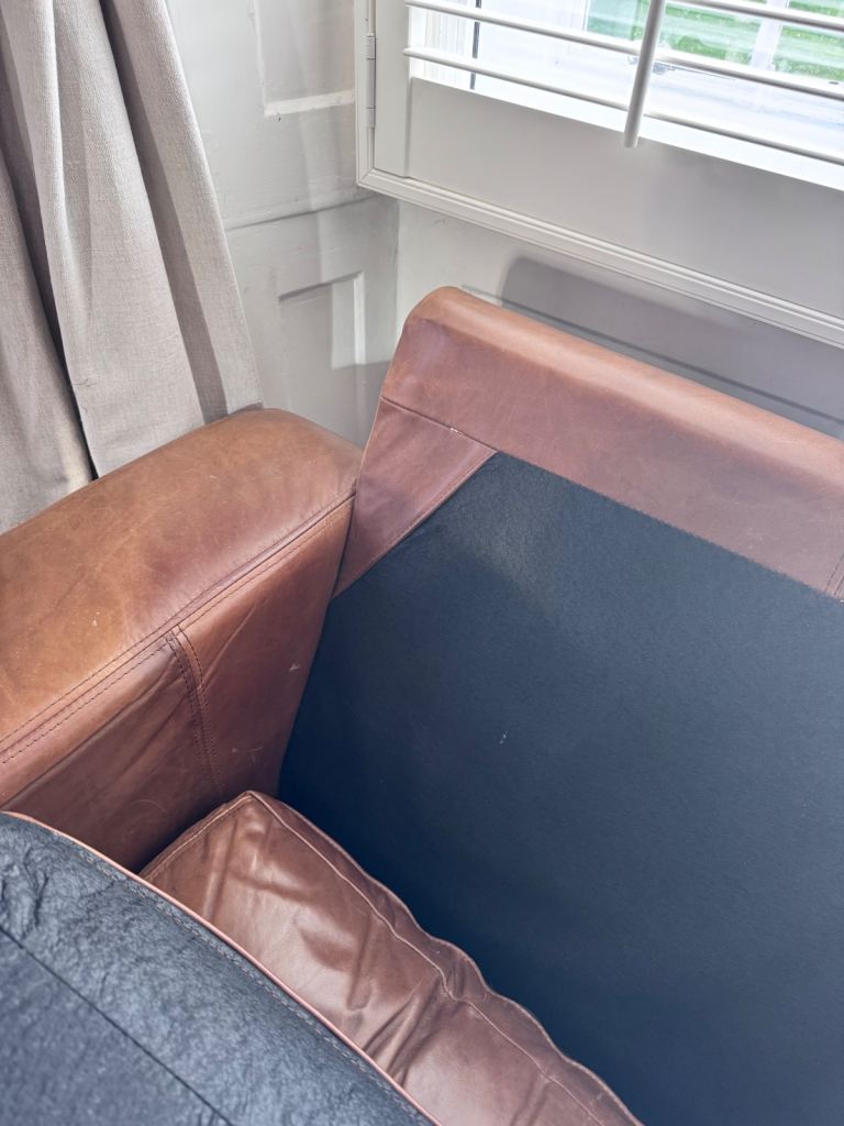 Tan Italian leather sofa original cost £2300