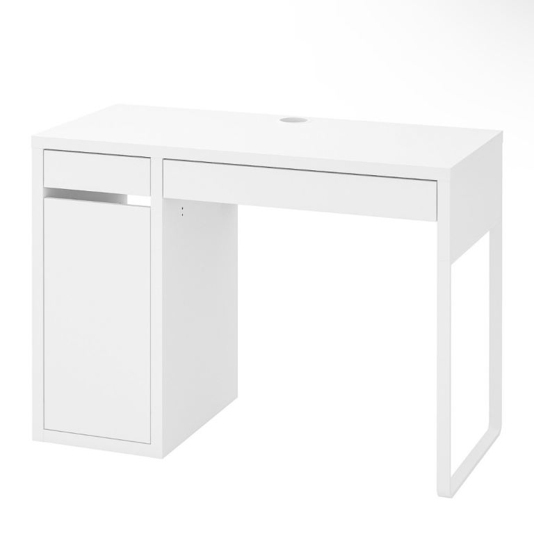 White Desk with Drawer and Storage Unit 