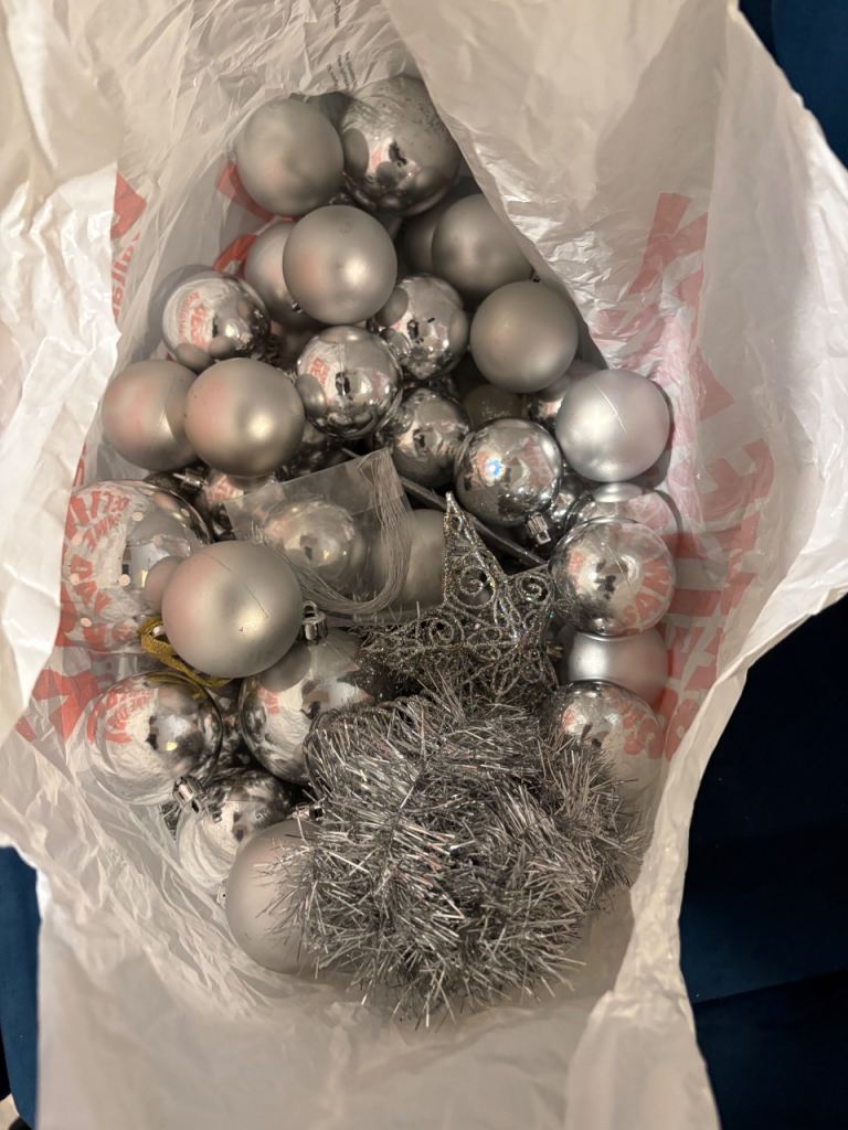 image for Bag of silver Xmas tree decs