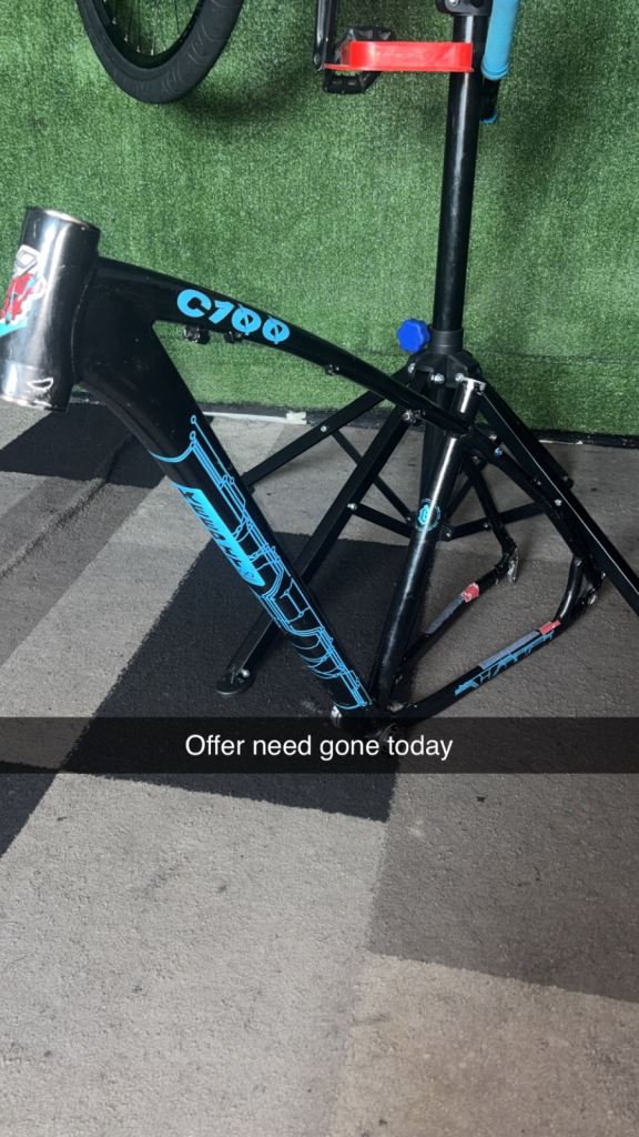 C100 Black Bike Frame with Blue Accents