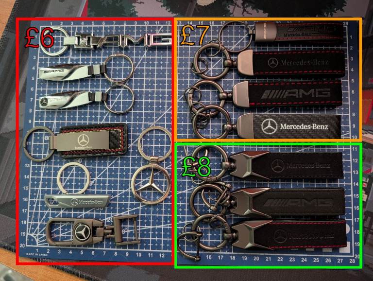 Mercedes Keyrings Keychains Badge AMG Leather Carbon Alcentara Gift Birthday 