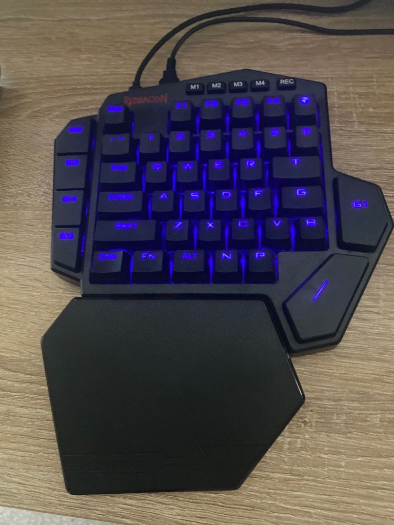 Redragon One-Handed Gaming Keyboard with detachable wrist-rest