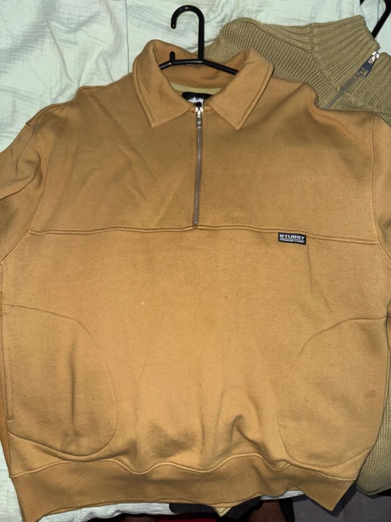 Stussy Brown Quarter Zip Hoodie - Good Condition