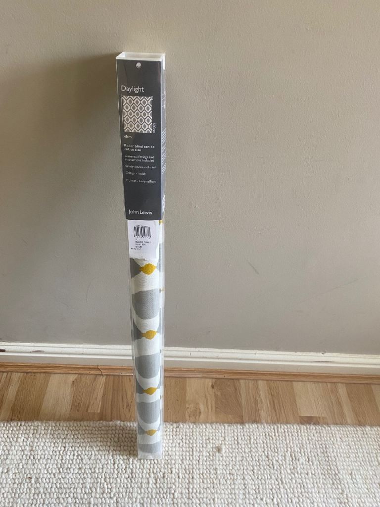 John Lewis Roller Blind - Grey Saffron Geometric Design