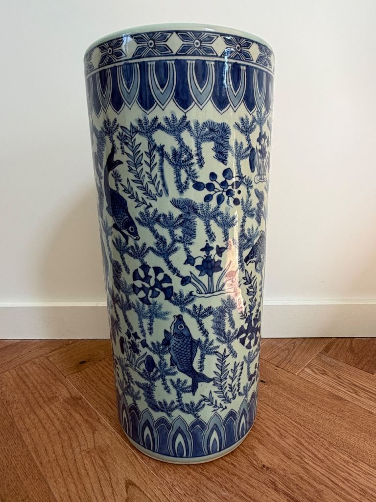 Vintage Chinese Blue & White Umbrella Stand