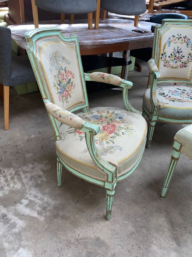 TWO QUEEN ANNE FABRIC CHAIRS & MATCHING STOOL GREAT PRE-LOVED CONDITION ,FREE LOCAL DELIVERY