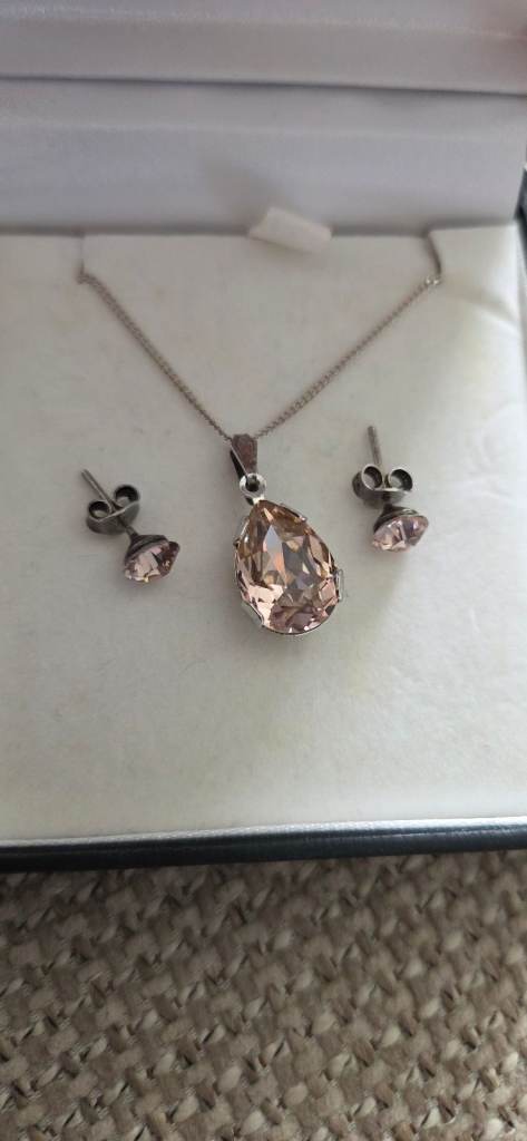 Byzantium Collection Crystal & Silver Jewellery Set – Pink