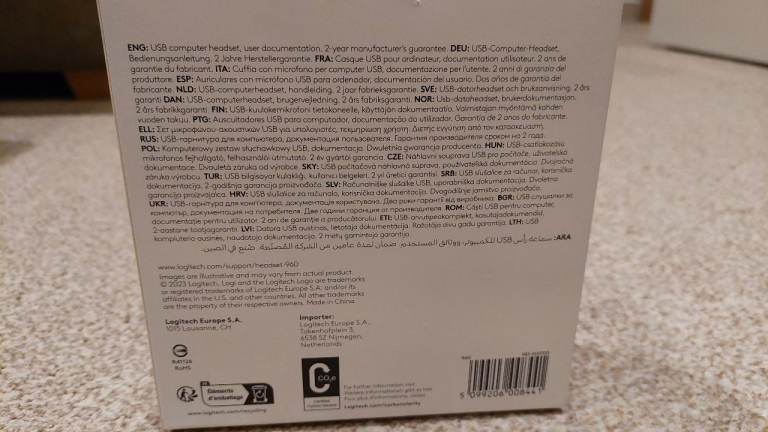 Computer monitor, headset, keyboard and mouse