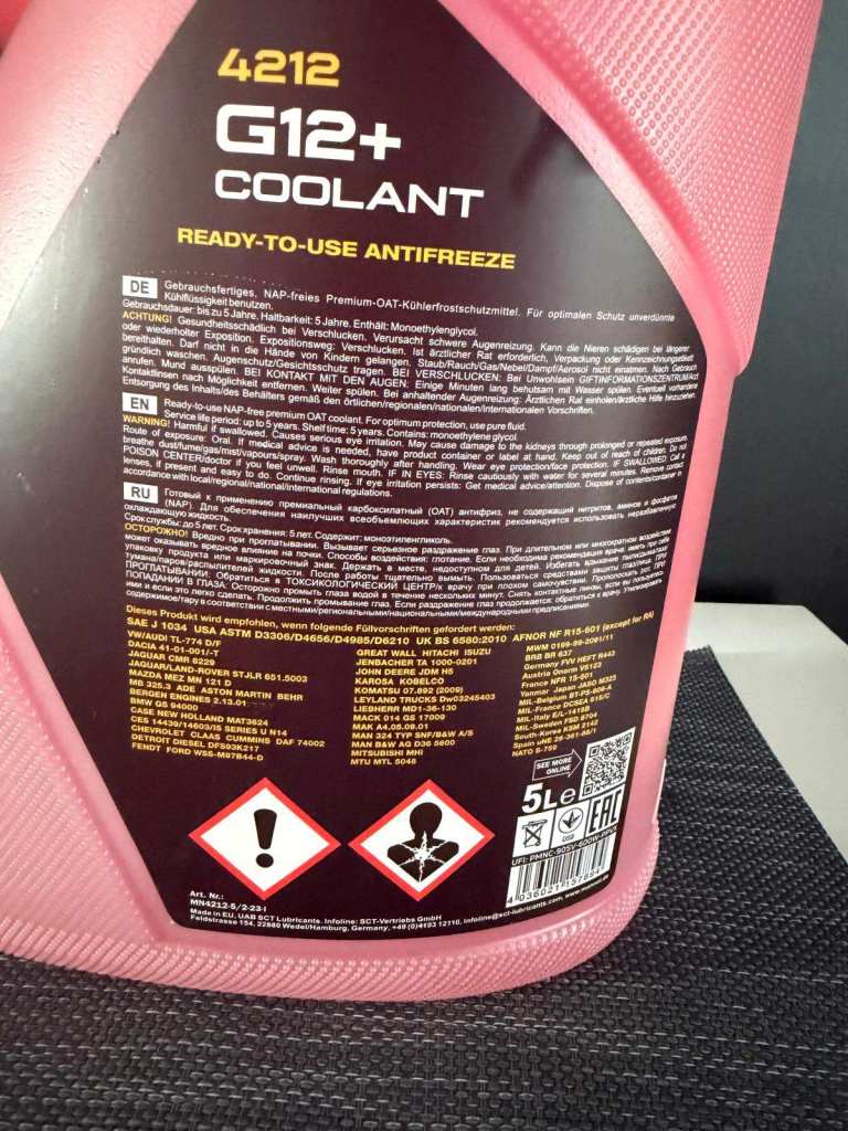 Mannol G12+ Coolant Antifreeze 5L