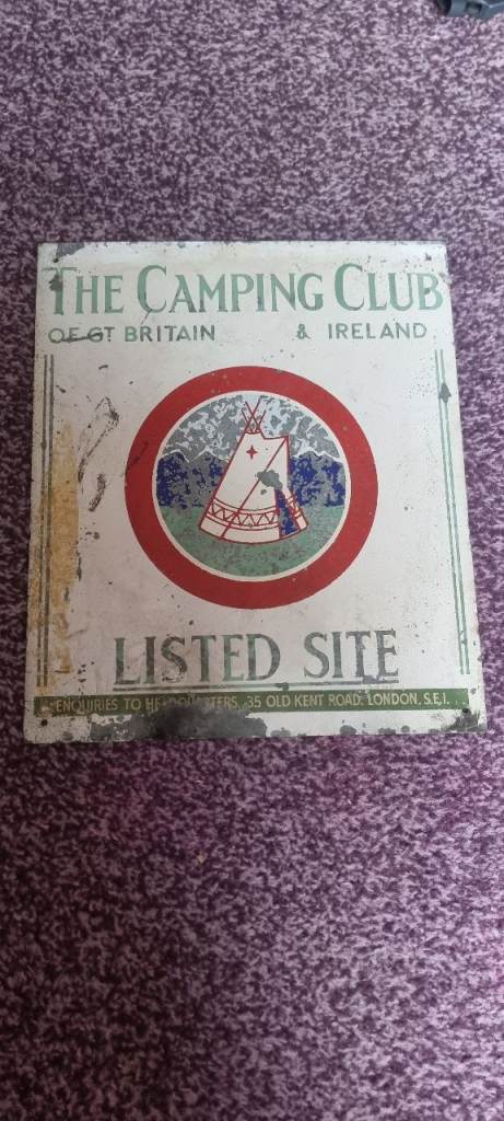 Vintage Camping Club Listed Site Sign – Old Advertising Collectible