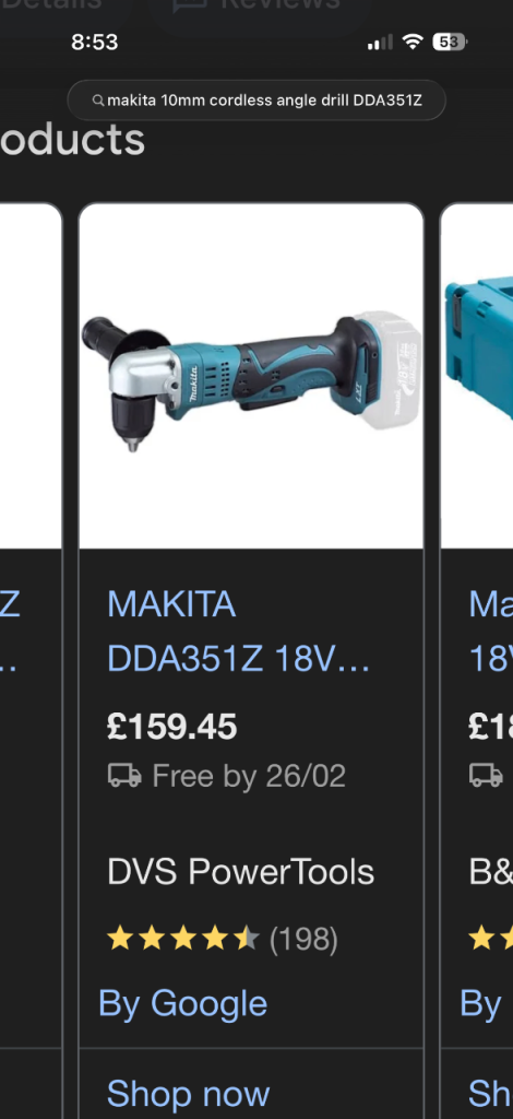 Makita 10mm cordless Angle Drill