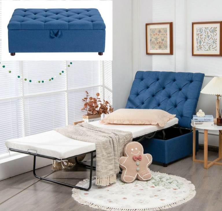 Brand new blue ottoman single bed... can deliver