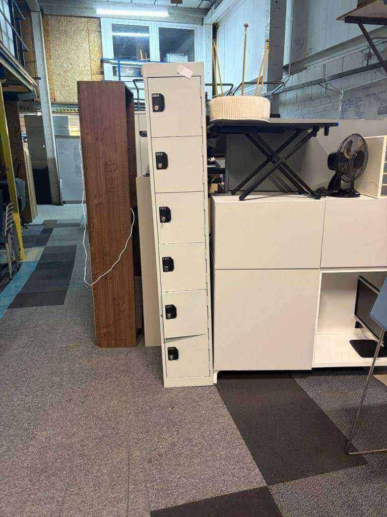 Metal lockers cream 6 door office workplace storage unit