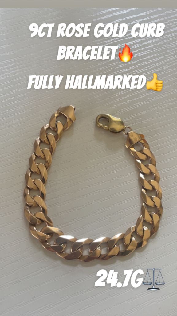 9ct rose gold curb link bracelet 
