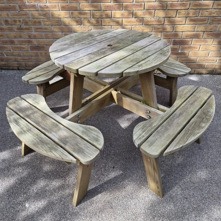 Wooden picnic bench