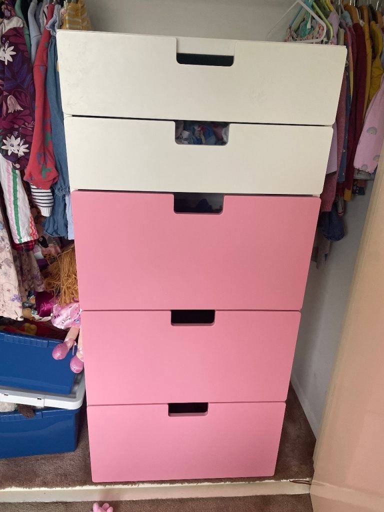 IKEA Stuva White and Pink 6 Drawer Set