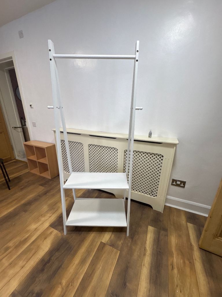 Freestanding white clothes hanger rail from Argos 