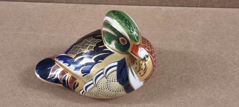 Boxed Retired Royal Crown Derby Carolina Duck Paperweight