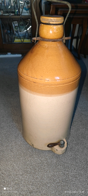 Vintage Earthenware Storage Bottle with Tap