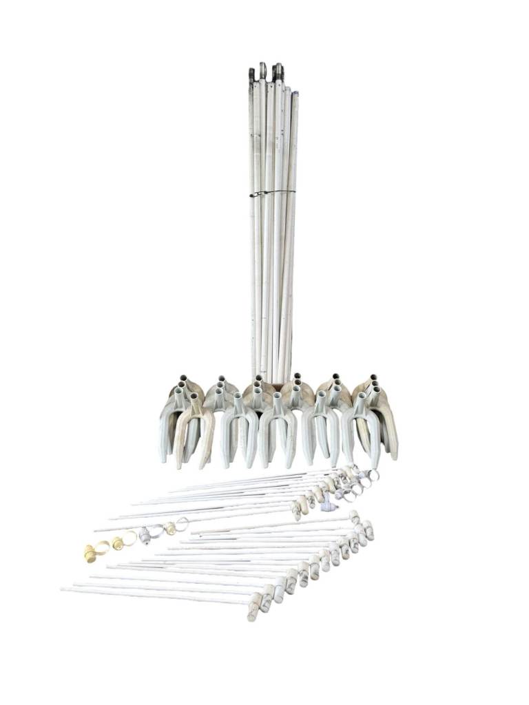 Job Lot Flag Bases, Poles & Accessories – 23 Bases, 10 Long Poles, 13 Short Poles