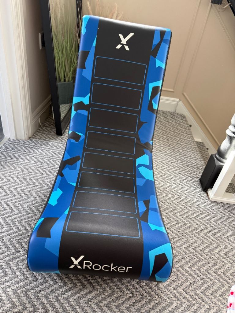 X Rocker Gaming Chair – Blue Camo, Good Condition