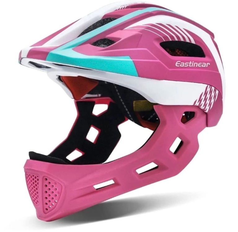 EASTINEAR Kids Full Face Bike Helmet Age 3–8 BMX Multi-Sport (Pink)