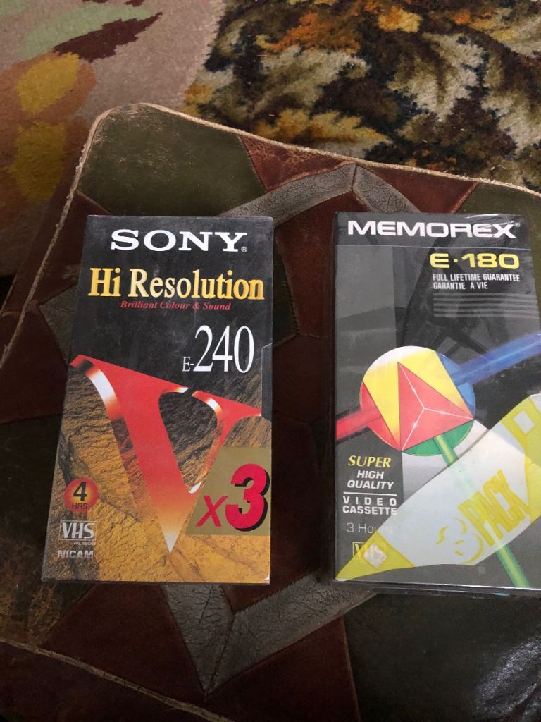 New, unused VHS blank tapes