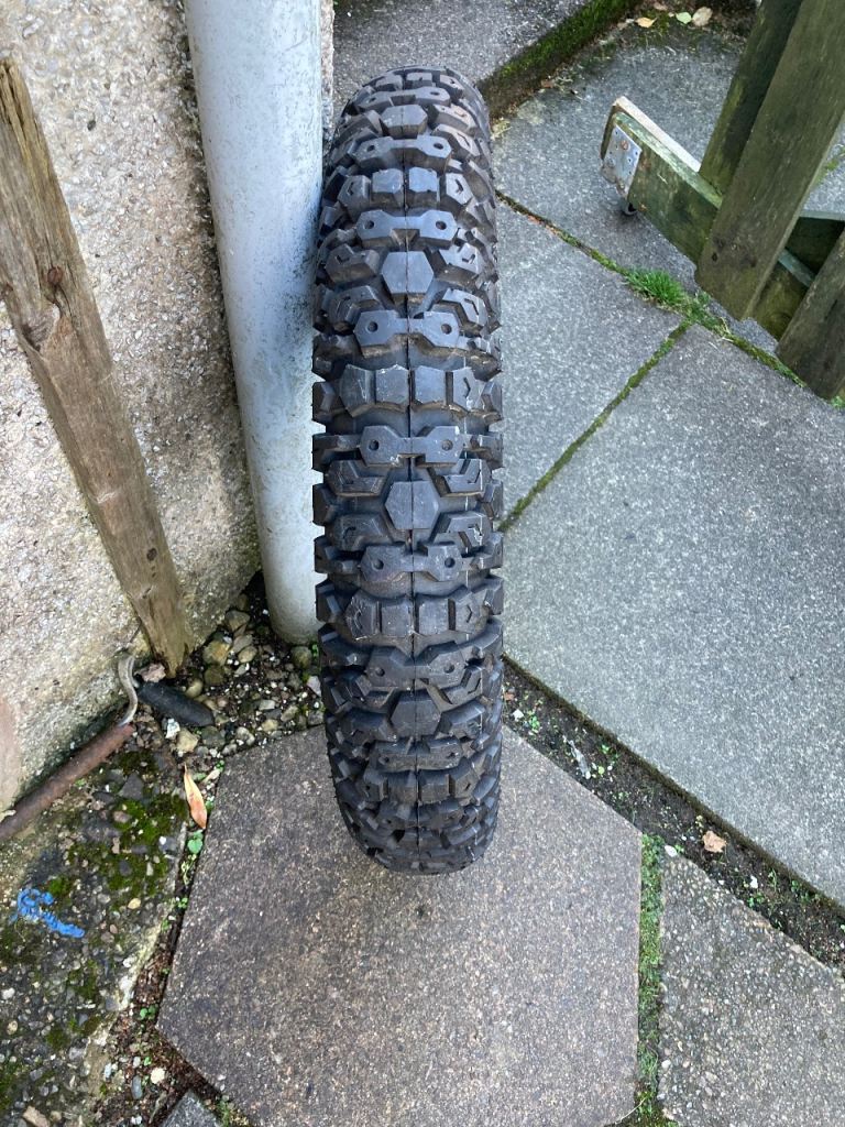 Motorcycle rear tyre trail new 410x18. £15. 