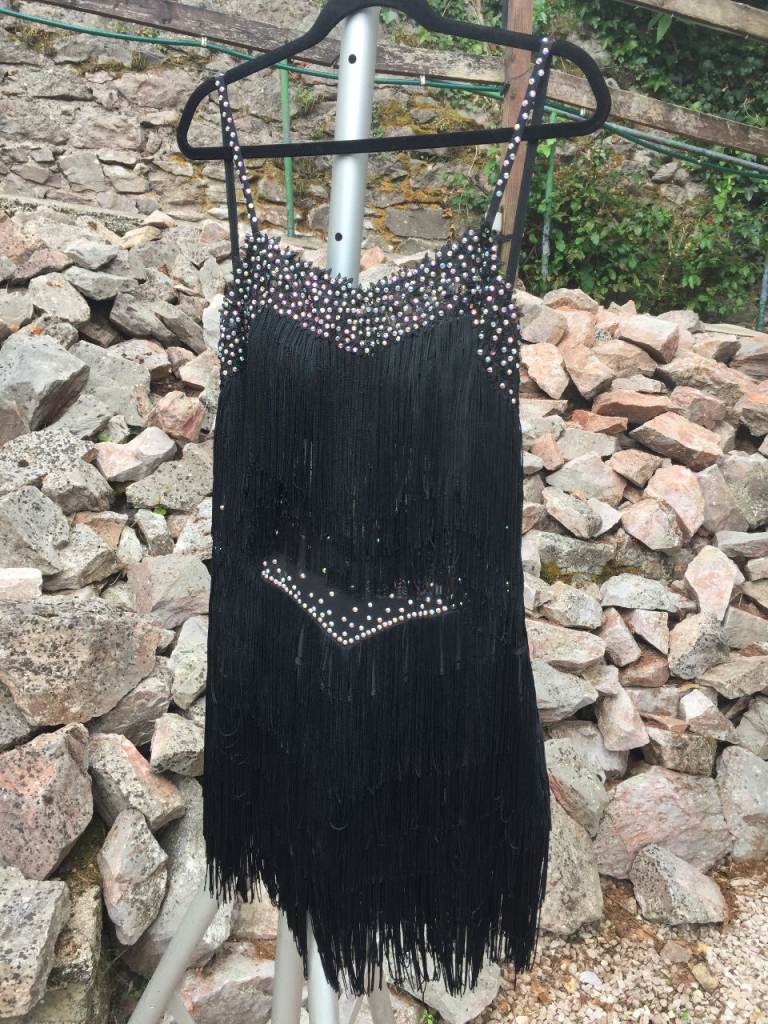 SWAROVSKI CRYSTAL FRINGED LATIN DANCE DRESS!
