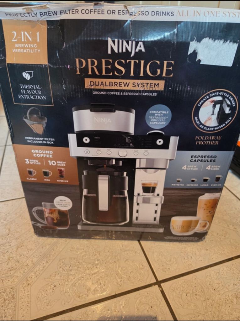 Ninja prestige DualBrew 2-in-1 coffee machine ground and nespresso capsule compatible