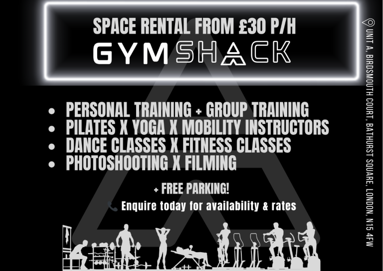GYM SHACK FITNNESS AND GYM STUDIO FOR RENT OR HIRE ( FLEXIBLE HOURS )