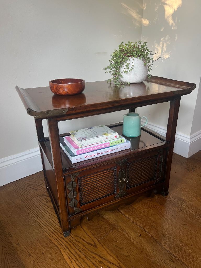 Vintage Chinese Hardwood Side Cabinet / Lamp Table – Purchased in Hong Kong