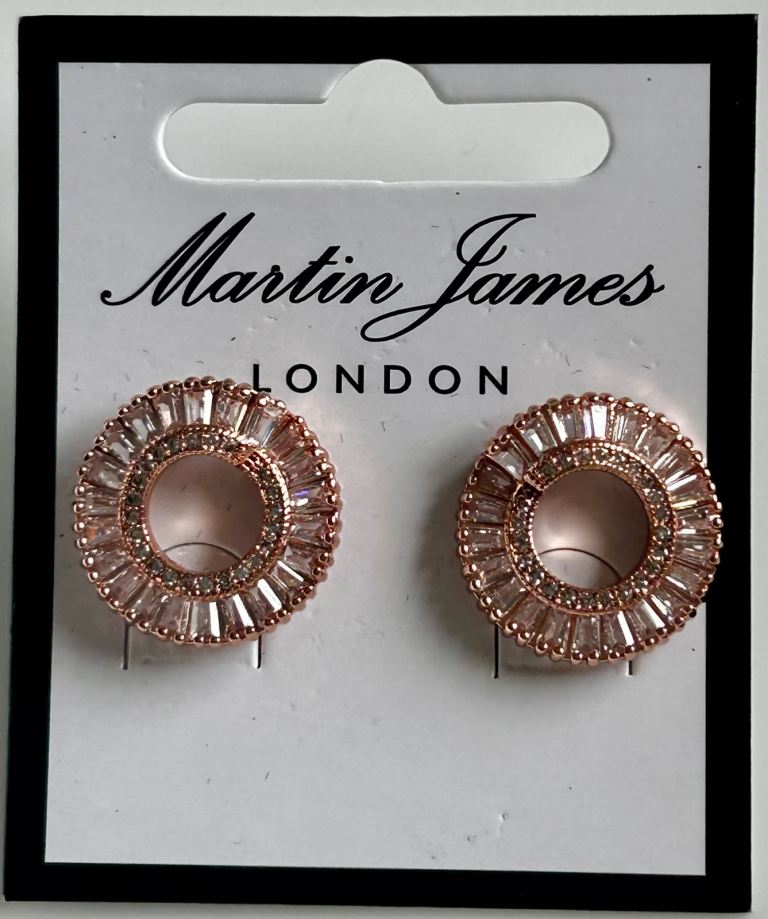 Martin James London Rose Gold Coloured Crystal Earrings - NEW