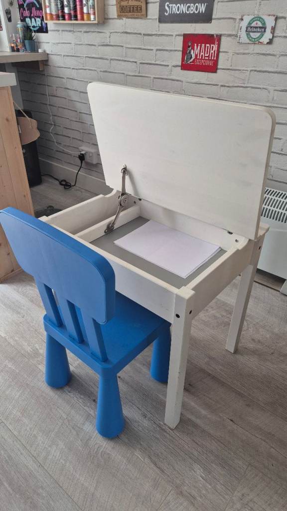 Kids Wooden Desk & Blue Chair Set