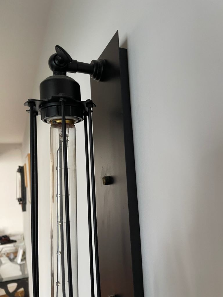 2 black metal industrial wall light fittings