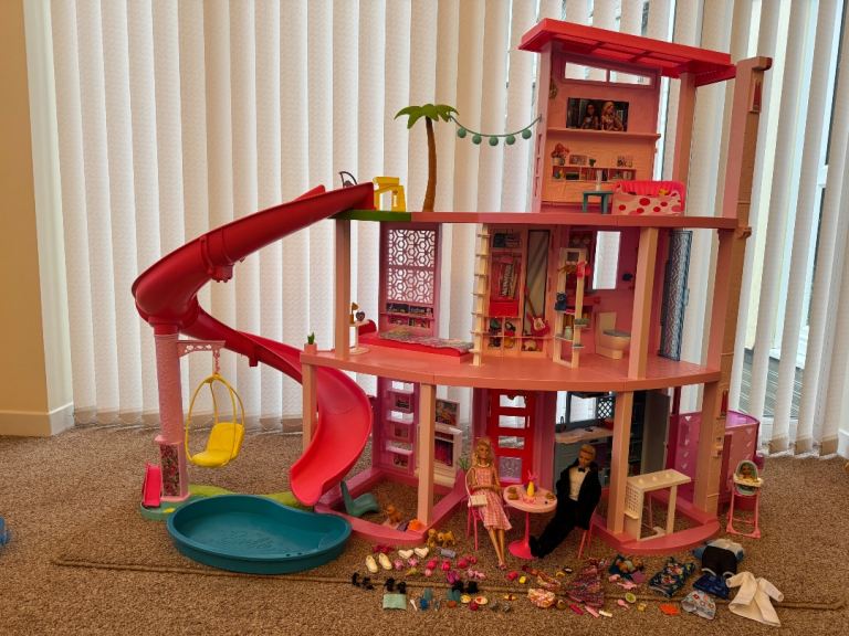 Like new Barbie dream house with extras